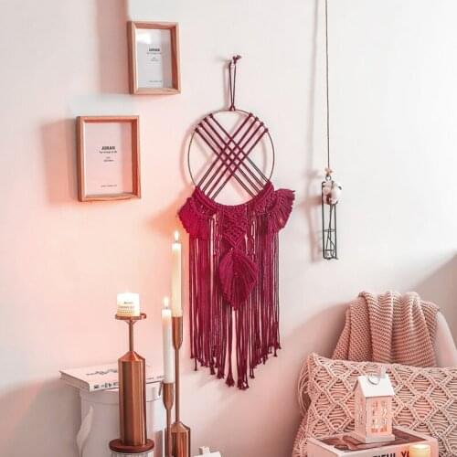 Bohemian Chic Macrame Wall Hanging Tapestry Mandala Moon Dreamcatcher Wall Decor Boho Woven Knitted Tapestries Home Decoration