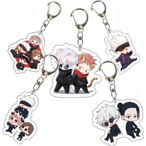 Anime JUJUTSU KAISE Keychain Gojo Satoru Itadori Yuji Cosplay Prop Accessory 6cm Acrylic Key Chain Keyring For Boy Girl Gift