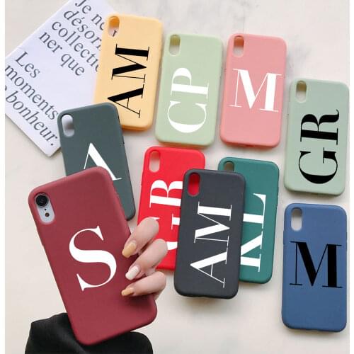 Custom First letter Name Phone Case For iphone 11 12 Pro Max Cases 6 6S 7 8 Plus X XS XR SE Mini Soft Silicone Cover 2021 New