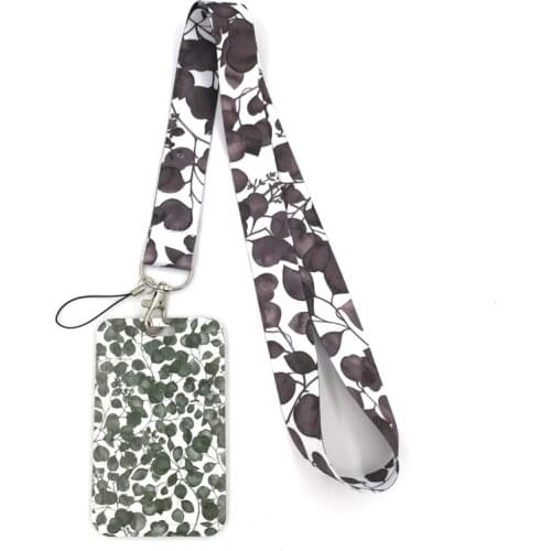 Black and White Petals Leaves Credit Card ID Holder Bag Student Women Travel Bank Bus Business Card Cover Badge Accessories Gift