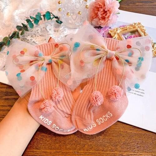 Girls Baby Socks Fashion Lace Bow Socks Newborn Non-slip Socks Infant Toddler Socks Boneless Stitched Baby Sock