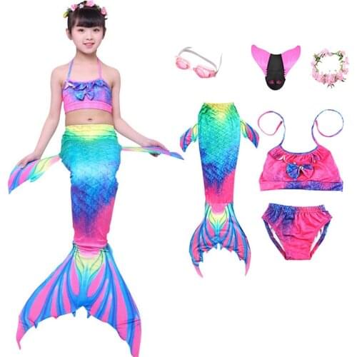 2021 Kids Girls Mermaid Tail Princess Dress Swimming Suit Cosplay Costume Bikini Set Bathing Suit Girl Swimsuit Fancy Swimmable