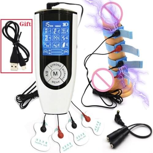 Electric Shock Male Penis Enlargement Ring Electro Stimulation Breast Body Massage Pads Medical Theme Couple Masturbate Sex Toy