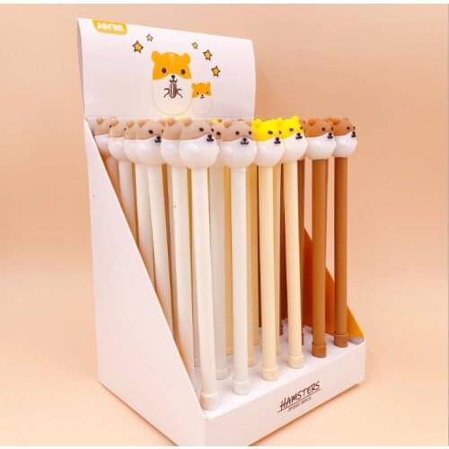 36 pcs Gel Pens Cartoon Kawaii Hamster black colored gel-inkpens for writing Cute stationery office school supplies