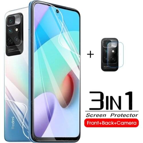 3-in-1 Hydrogel Soft Film For Xiaomi Redmi 10 Redmi10 Xiomi Redmy Redme Red mi my 10 Back Screen Protector Camera Lens Glass