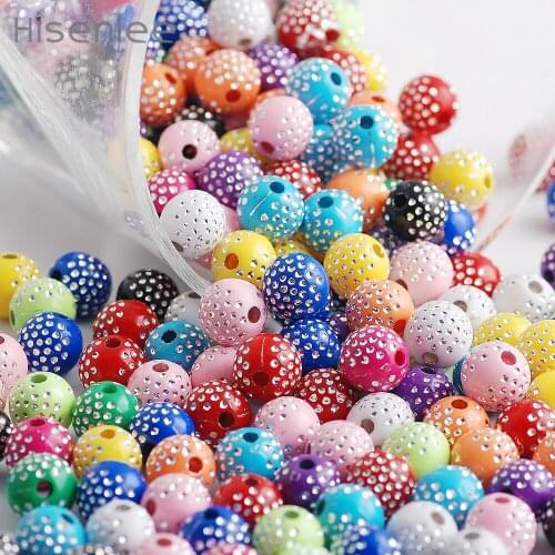 Hisenlee Very cool 10mm/100 pcs Bright Shiny Round Acrylic Rhinestones Charms Bead Girl / boy Ornamental beads DIY /gift