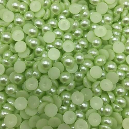 4-10mm Green Imitation Pearl Half Round Pearl Bead Flat Back Scrapbook For Phone Case Scrapbook Women Nail Art Jewelry Making