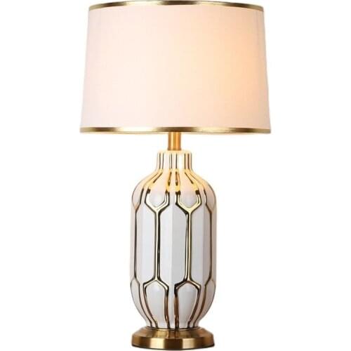 Modern America Ceramic Table Lamp for Foyer Bed Room Study Luxurious White/Green Porcelain Desk Light 2532