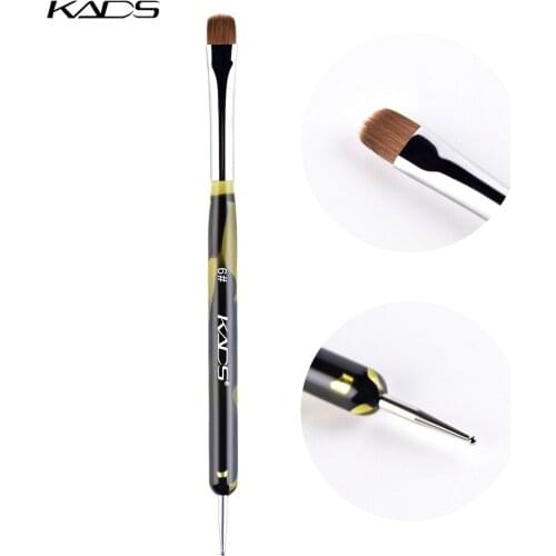 KADS 6# French Gel Acrylic Nail Art Kolinsky Brush With Dotting Tool 2 Way Manicure Cuticle Clean Up Brush Nail Art Design Pen
