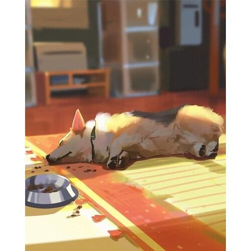 Corky Dog Frame DIY Painting By Numbers Of Handpainted Oil Painting Unique Gift For Modern Home Decortion