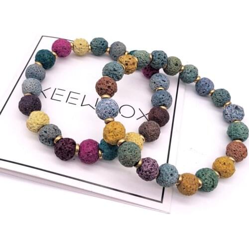 Colorful Lava Stone Natural Stone Beads Bracelet For Couple Woman Man XEEWOOX 2019 New Design Party Gift Bohemia Boho