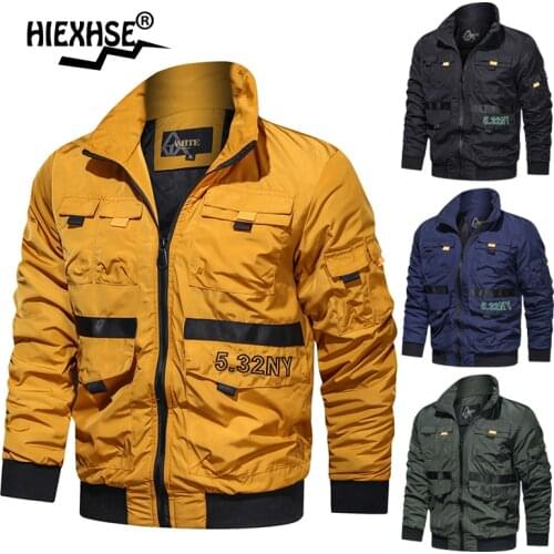 Spring Autumn Men Bomber Jackets Baseball Fashion Men Streetwear Jacket Male Casual Baseball Uniform Coats Clothing Multi-Pocket