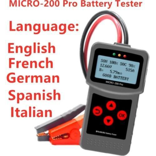 MICRO-200 PRO Car Battery Tester 12v 24v Multi-Language Digital AGM Automotive Load Battery System Analyzer For Car Motorcycle