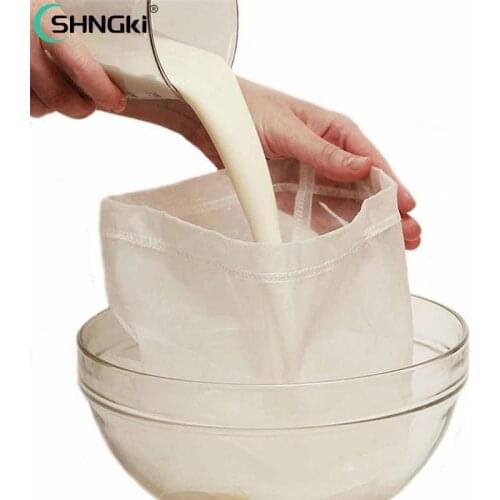 Reusable Food Fruit Filter Bag Nut Milk Bag Squeeze Juice Grid Mesh Filter Sieve Raw Soup FDA Food Grade 30x30cm