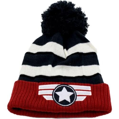 Cartoon cute Army pilot five-pointed star Plush Cotton knitting winter Warm hat Children baby Cosplay Earmuffs thick Cap Beanies
