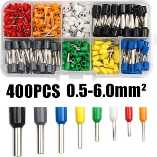 400PCS Ferrules kit set Wire Copper Crimp Connectors Insulated Cord Pin End Terminals 22-10AWG
