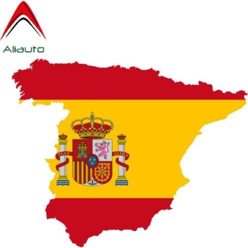 Aliauto Fashion Car Sticker Spain Map Accessories Vinyl Decal Cover Scratches for Land Rover Seat Leon Opel Astra Kia,14cm*12cm