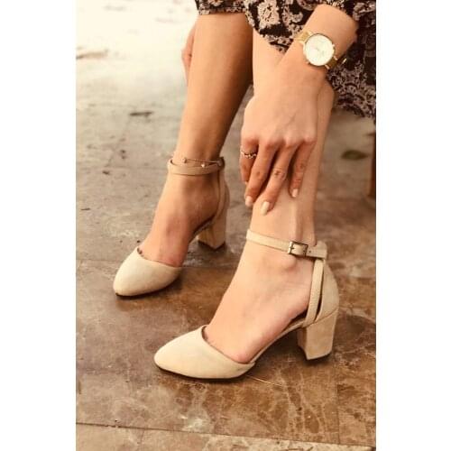 Belly Bej Süet Kadın Topuklu Ayakkabı