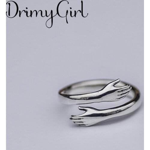 New Hot Sale Exaggerated Adjustable Size Hand Hug Rings For Women Men Girl Party Gifts Minimalist Jewelry 2021