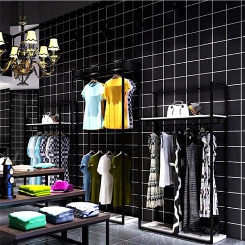 Beibehang Scandinavian style ins black and white solid color simple square lattice wallpaper Papel de parede