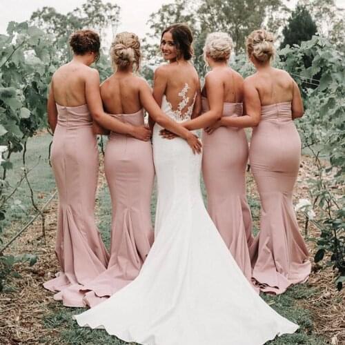 Spandx Mermaid Bridesmaid Dresses Sweetheart Neck Backless Floor Length Maid Of Honor Dress Long Prom Gown for Wedding Party
