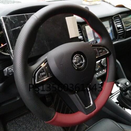 Suitable for Volkswagen VW T-Cross Sagitar Tayron Lamando Tiguan Bora T-ROC Jetta Passat Hand-sewn leather steering wheel cover
