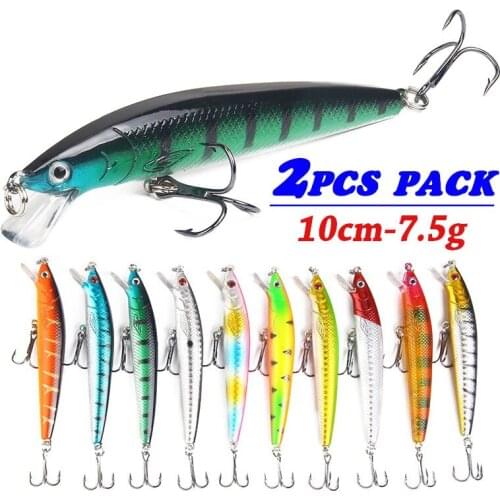 2PCS Minnow Fish Fishing Lures Bass Crank Bait Artificial Hard Fish Lure Swimbait Freshwater Fishing Tackle 10cm-7.5g