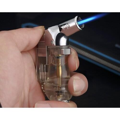 Transparent Creative Point Cigar Lighter Straight Into The Windproof Spray Welding Gun High Temperature Resistant Metal Portable