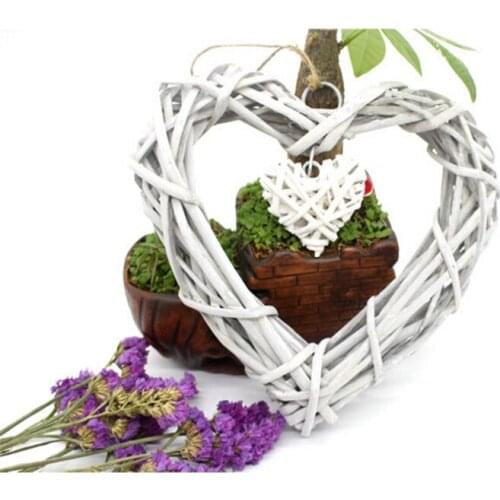 Romantic Wicker Rattan Hanging Heart Wreath Wedding Love Supplies Home Wall Art Hangings Decoration Party