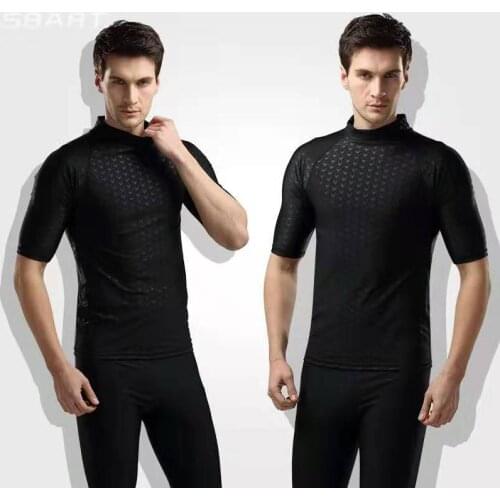 SBART Shark Skin Men Surf Rash Guard Shirt Sun Protection Sharkskin T-shirt for Man Surfing Top Windsurf Rashguard Plus Size 4XL