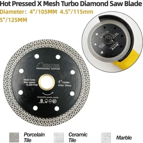 SHDIATOOL Diamond Blade Cutting Disc Saw Blade 105/115/125mm 1pc /2pcs Hot-pressed Sintered Marble Mesh Turbo Blade Tile Ceramic
