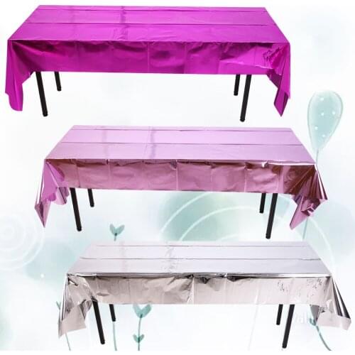 Rose Gold Table Cloth Foil Glitter Table Cloth Rectangular Tablecloth Wedding Birthday Disposable PVC Table Cloth Waterproof