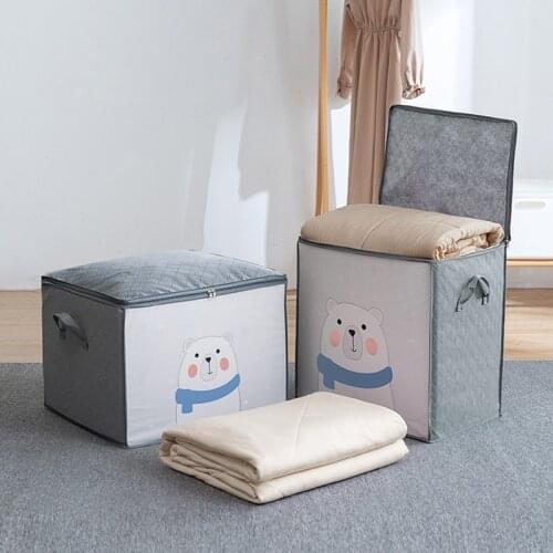 Cute Cartoon Printing Quilt Storage Bag Non-woven Clothing Organizer Bag Large Capacity Convenient And Durable Storage Bag Box
