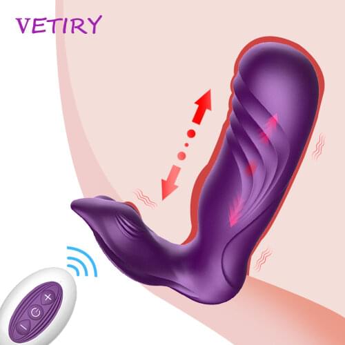 Telescopic Dildo Vibrators Vagina Stimulator Wireless Remote Butt Plug Prostate Massage Anal Plug Vibrator Sex Toy For Woman Men