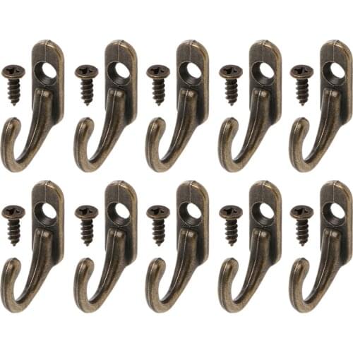 2019 High Quality New 10PCS Vintage Bronze Double Coat Hangers Wall Mounted Entryway Hooks With Screws