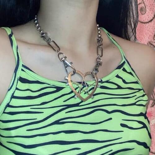 Y2K Jewelry Heart Star Necklace for Women Metal Punk Cool Hip hop Harajuku Goth Necklace Charms 90s Aesthetic New Gifts