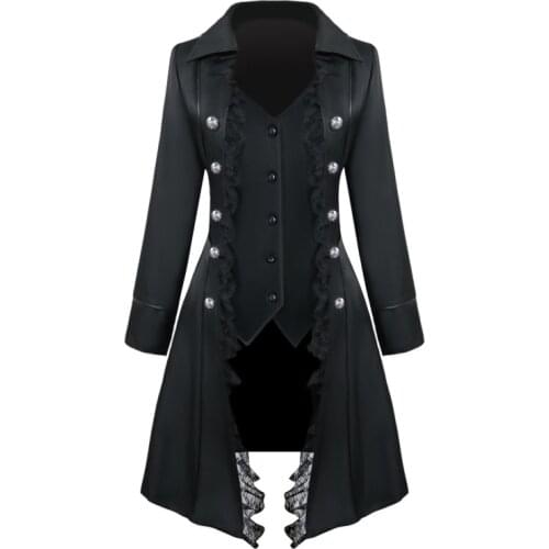Women Medieval Gothic Steampunk Thin Jacket Corset Tailcoat Halloween Costumes Retro Victorian Renaissance Pirate Jackets Coat