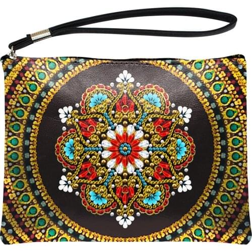 DIY Retro Special Shaped Diamond Painting Wristlet Wallet Women Clutch Mosaic Bag Embroidery Cross Stitch Girls Zipper Handbag