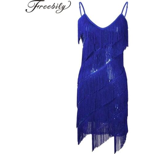 New Latin Dance Competition Dresses Sexy V-Neck 1920s Gatsby Flapper Costumes 4 colors Salsa Dress Sequins Latin Dance Dress