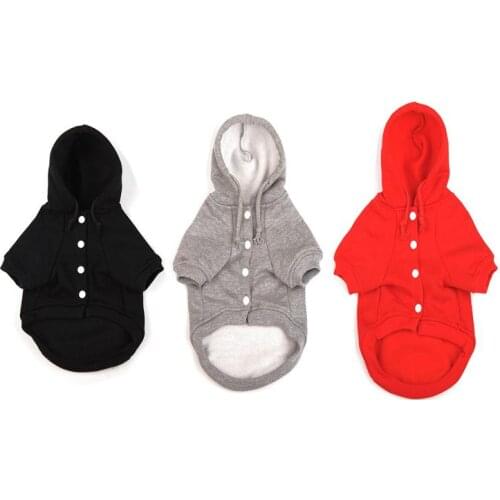 Pet Winter Warm Clothes Hooded Coat Small Dogs Fleece Hoodie Thickening Button Jacket With Pockets Chihuahua Puppy Clothes