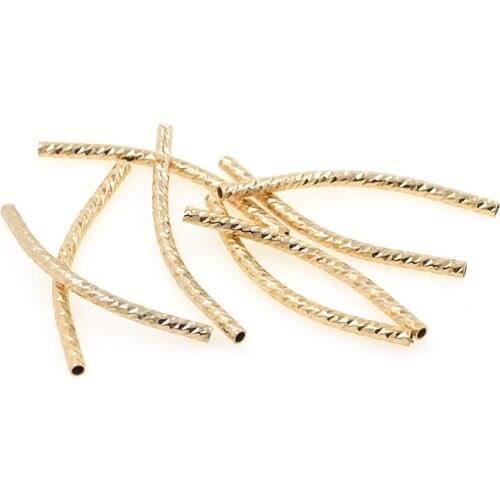 10PCS Brass Gold Bend Curved Tube Spacer Beads for Necklace Bracelet DIY Jewerly Making