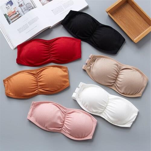 2021 New Seamless Women Tube Tops Strapless Sexy Bra Crop Top Back Closure Bandeau Top Underwear Female Strapless Bra Wrap Top