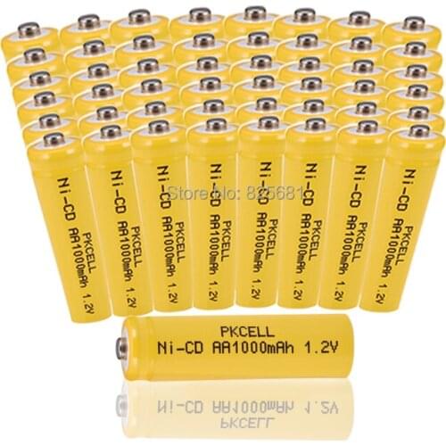 48Pcs NICD aa Rechargeable battery 1000mah Button Top For LED Emergency Lamp Solar Edge Trimmer Solar Street Lamp Flashlight