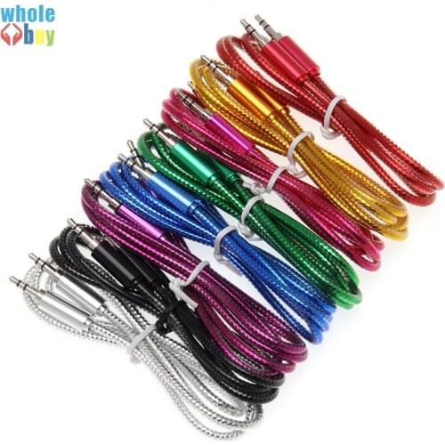 500pcs/lot Wholesale Aux Cabe 1M 3FT Colorful Bright Blink Male To Male 3.5mm Jack Audio Cable for Samsung Huawei PC IPod DVD