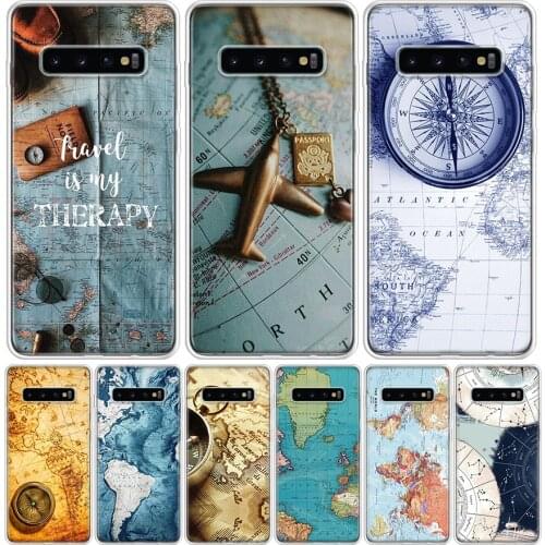 Hot World Map Travel Plans Phone Case For Samsung Galaxy S10 S21 S20 FE Ultra Note 10 9 8 S9 S8 S7 Plus Lite Pro + J4 J6 Coque C