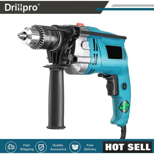 Drillpro 1980W Electric Brushless Handheld Impact Flat Drill Guns 220V Hand Drill Torque Driver with Wrench Measuring Scale