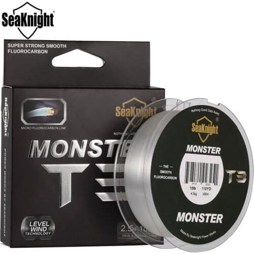 SeaKnight MONSTER T3 Fluorocarbon Fishing Line 100M Smooth Monofilament Leader Line 3-18LB 100% Triple Fluorocarbon Structure