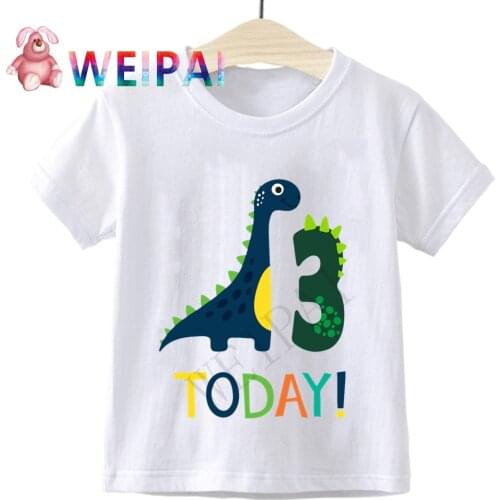 Boys Dinosaur Birthday Number Cartoon T Shirt Children Happy Birthday Dino Present T-shirt Boy&Girl Animal Funny Gift Kid Tshirt