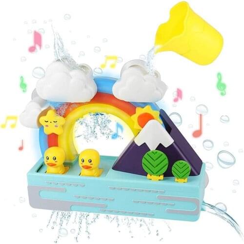 Bath Toys Bathtub Toys For Baby Kids Duck Fountain Bath Toy Shining Rainbow With Music Cup Light Waterfall Bath Educational Toy