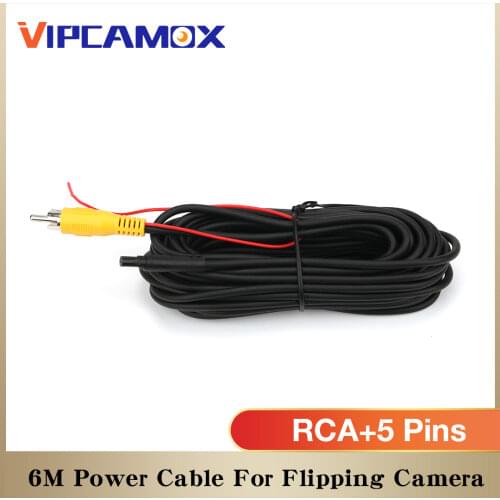 RCA Power Cable 5 Pins for VW Logo Flipping Rearview Camera Badge Reverse Camera Extension Cable 6 Meters